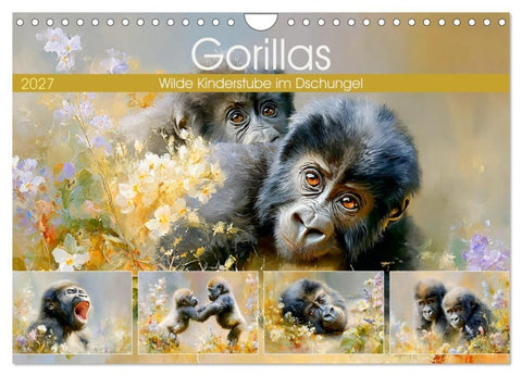 Gorillas. Wilde Kinderstube im Dschungel (Wandkalender 2027 DIN A4 quer), CALVENDO Monatskalender