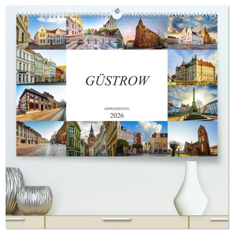 Güstrow Impressionen (hochwertiger Premium Wandkalender 2026 DIN A2 quer), Kunstdruck in Hochglanz