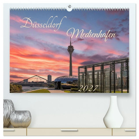 Düsseldorf Medienhafen (hochwertiger Premium Wandkalender 2027 DIN A2 quer), Kunstdruck in Hochglanz