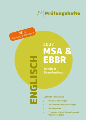 Prüfungsheft MSA und eBBR 2027 Berlin/Brandenburg – Englisch