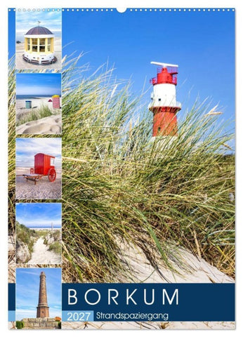 Borkum Strandspaziergang (Wandkalender 2027 DIN A2 hoch), CALVENDO Monatskalender
