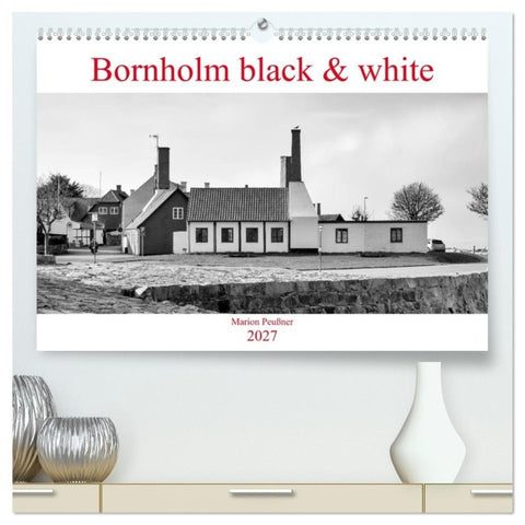 Bornholm black & white (hochwertiger Premium Wandkalender 2027 DIN A2 quer), Kunstdruck in Hochglanz