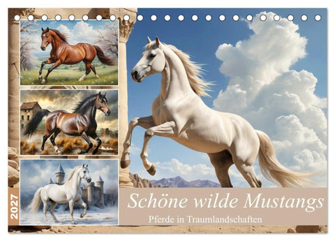 Schöne wilde Mustangs (Tischkalender 2027 DIN A5 quer), CALVENDO Monatskalender