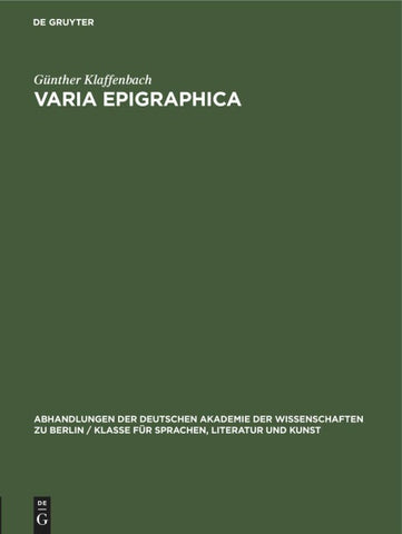 Varia Epigraphica