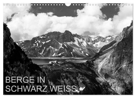 BERGE IN SCHWARZ WEISS (Wandkalender 2027 DIN A3 quer), CALVENDO Monatskalender