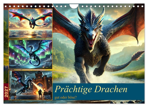 Prächtige Drachen, gut oder böse? (Wandkalender 2027 DIN A4 quer), CALVENDO Monatskalender