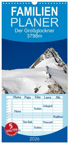 Familienplaner 2026 - Der Großglockner 3798m mit 5 Spalten (Wandkalender, 21 x 45 cm) CALVENDO