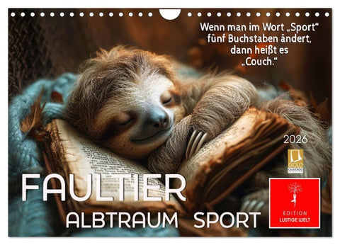 Faultier - Albtraum Sport (Wandkalender 2027 DIN A4 quer), CALVENDO Monatskalender