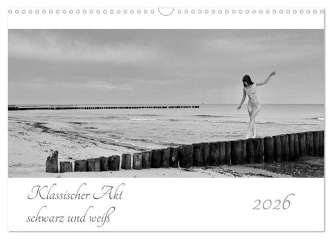 Klassischer Akt schwarz und weiß (Wandkalender 2026 DIN A3 quer), CALVENDO Monatskalender