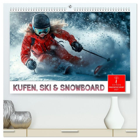 Kufen, Ski & Snowboard (hochwertiger Premium Wandkalender 2027 DIN A2 quer), Kunstdruck in Hochglanz