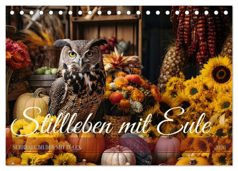 Stillleben mit Eule (Tischkalender 2026 DIN A5 quer), CALVENDO Monatskalender