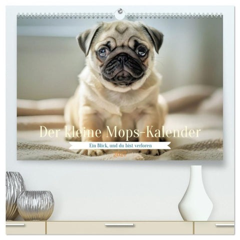 Der kleine Mops-Kalender (hochwertiger Premium Wandkalender 2027 DIN A2 quer), Kunstdruck in Hochglanz