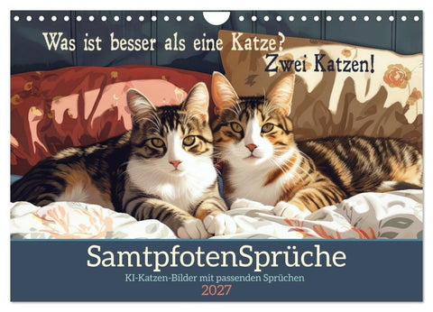 Samtpfotensprüche (Wandkalender 2027 DIN A4 quer), CALVENDO Monatskalender