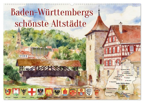 Baden-Württembergs schönste Altstädte (Wandkalender 2027 DIN A2 quer), CALVENDO Monatskalender