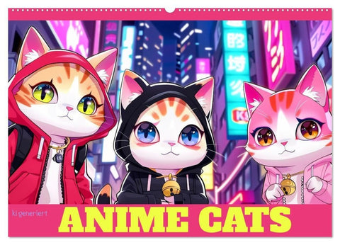Anime Cats (Wandkalender 2027 DIN A2 quer), CALVENDO Monatskalender