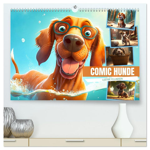Comic Hunde (hochwertiger Premium Wandkalender 2027 DIN A2 quer), Kunstdruck in Hochglanz