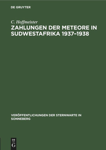 Zahlungen der Meteore in Sudwestafrika 1937–1938