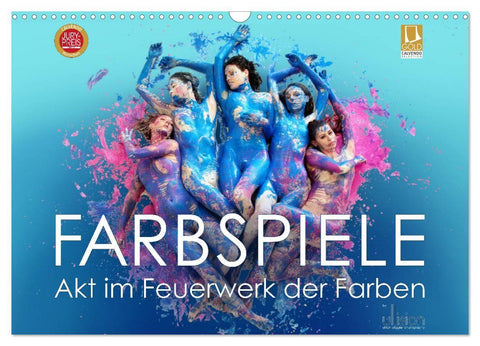 FARBSPIELE - Akt im Feuerwerk der Farben (Wandkalender 2027 DIN A3 quer), CALVENDO Monatskalender
