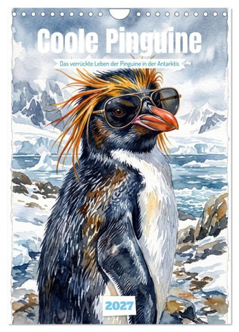 Coole Pinguine (Wandkalender 2027 DIN A4 hoch), CALVENDO Monatskalender