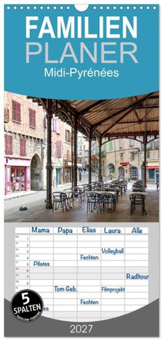 Familienplaner 2027 - Midi-Pyrénées mit 5 Spalten (Wandkalender, 21 x 45 cm) CALVENDO