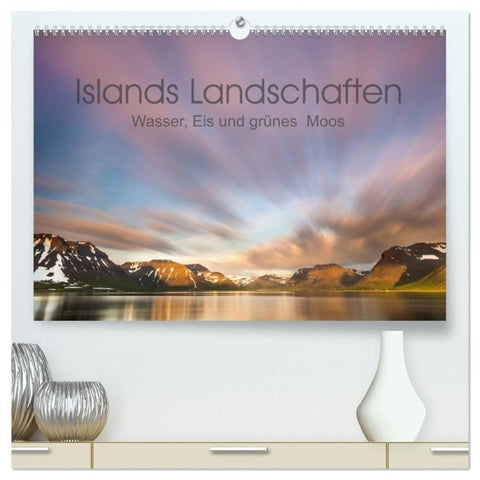 Islands Landschaften - Wasser, Eis und grünes Moos (hochwertiger Premium Wandkalender 2027 DIN A2 quer), Kunstdruck in Hochglanz