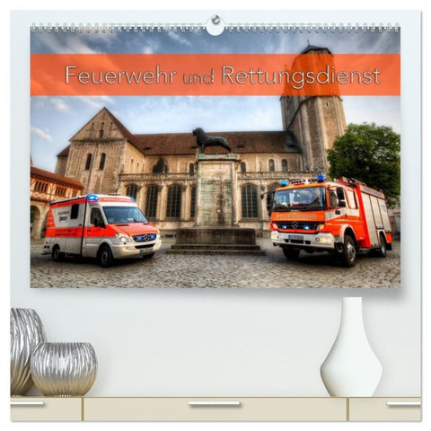 Feuerwehr und Rettungsdienst (hochwertiger Premium Wandkalender 2027 DIN A2 quer), Kunstdruck in Hochglanz