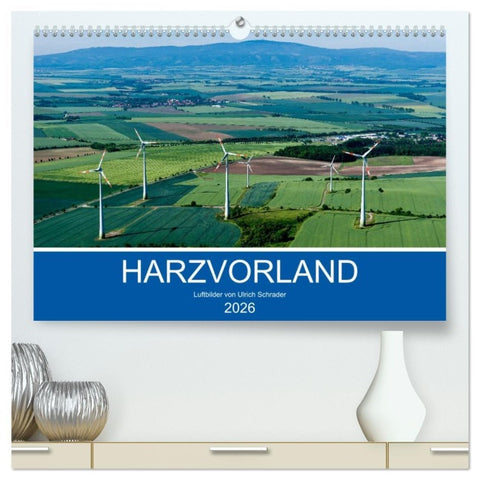 Harzvorland Luftbilder 2026 (hochwertiger Premium Wandkalender 2026 DIN A2 quer), Kunstdruck in Hochglanz