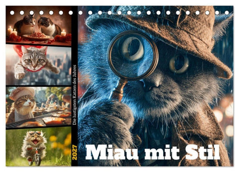 Miau mit Stil (Tischkalender 2027 DIN A5 quer), CALVENDO Monatskalender