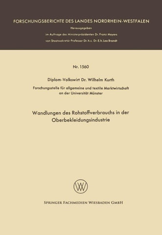 Wandlungen des Rohstoffverbrauchs in der Oberbekleidungsindustrie