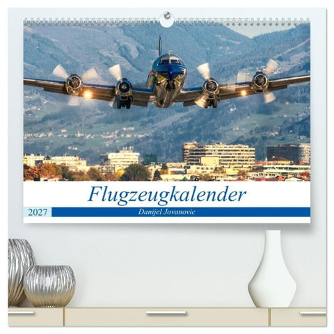 Flugzeugkalender (hochwertiger Premium Wandkalender 2027 DIN A2 quer), Kunstdruck in Hochglanz