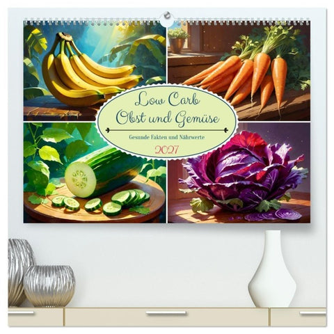 Low Carb Obst und Gemüse (hochwertiger Premium Wandkalender 2027 DIN A2 quer), Kunstdruck in Hochglanz