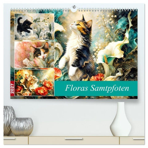 Floras Samtpfoten (hochwertiger Premium Wandkalender 2027 DIN A2 quer), Kunstdruck in Hochglanz