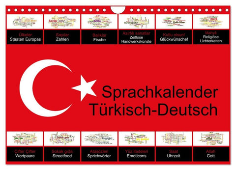 Sprachkalender Türkisch-Deutsch (Wandkalender 2026 DIN A4 quer), CALVENDO Monatskalender