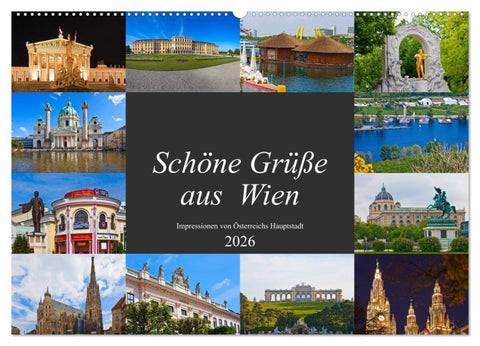 Schöne Grüße aus Wien (Wandkalender 2026 DIN A2 quer), CALVENDO Monatskalender