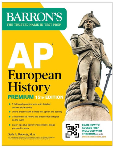 AP European History Premium, Fifteenth Edition: Prep Book with 5 Practice Tests + Comprehensive Review + Online Practice (2027)