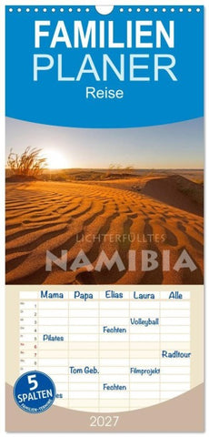 Familienplaner 2027 - Lichterfülltes Namibia mit 5 Spalten (Wandkalender, 21 x 45 cm) CALVENDO
