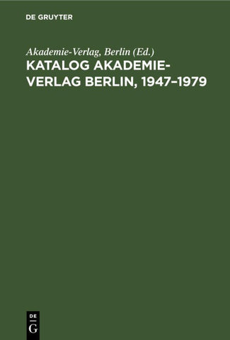 Katalog Akademie-Verlag Berlin, 1947–1979