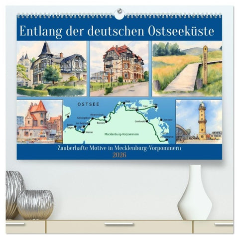 Entlang der deutschen Ostseeküste (hochwertiger Premium Wandkalender 2026 DIN A2 quer), Kunstdruck in Hochglanz