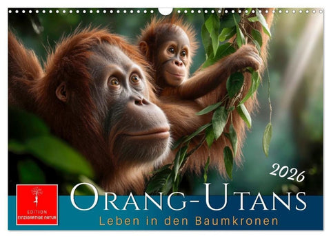 Orang Utans - Leben in den Baumkronen (Wandkalender 2026 DIN A3 quer), CALVENDO Monatskalender