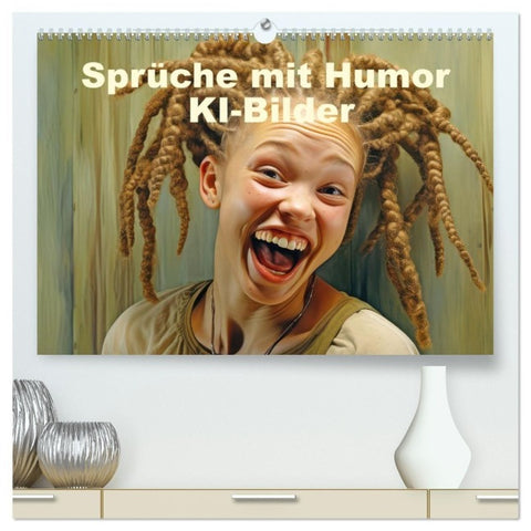 Sprüche mit Humor - KI-Bilder (hochwertiger Premium Wandkalender 2027 DIN A2 quer), Kunstdruck in Hochglanz