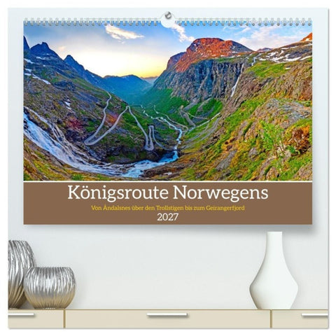 Königsroute Norwegens (hochwertiger Premium Wandkalender 2027 DIN A2 quer), Kunstdruck in Hochglanz