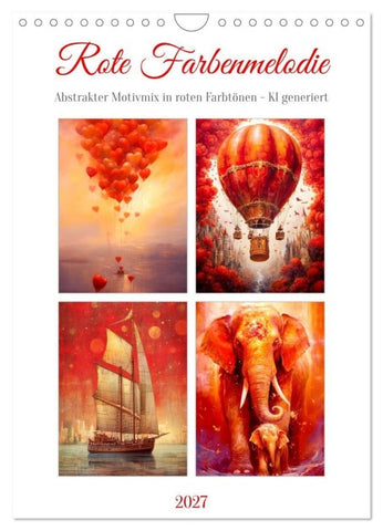 Rote Farbenmelodie (Wandkalender 2027 DIN A4 hoch), CALVENDO Monatskalender
