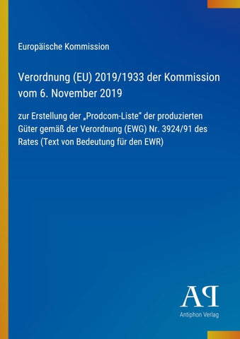 Verordnung (EU) 2019/1933 der Kommission vom 6. November 2019