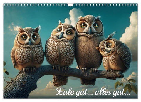 Eule gut... alles gut! (Wandkalender 2027 DIN A3 quer), CALVENDO Monatskalender