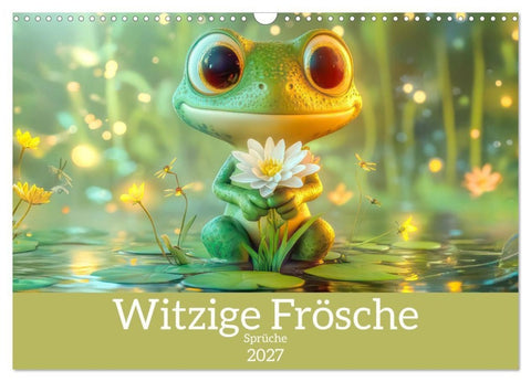 Witzige Frösche - Sprüche (Wandkalender 2027 DIN A3 quer), CALVENDO Monatskalender