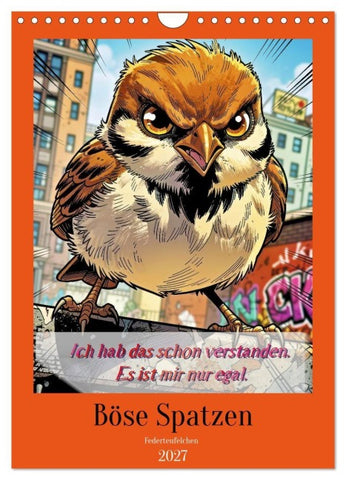 Böse Spatzen (Wandkalender 2027 DIN A4 hoch), CALVENDO Monatskalender