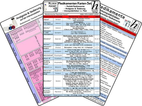 Medikamenten Karten-Set 2025 - Notfallmedikamente, Analgesie & Sedierung, Inkompatibilitäten intravenöser Medikamente, Medikamente - Haltbarkeit nach Anbruch