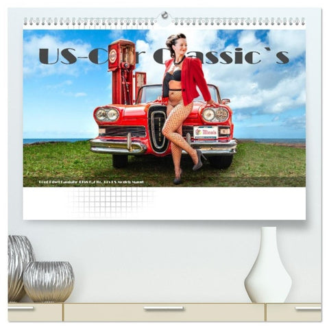 US-Car Classic's (hochwertiger Premium Wandkalender 2027 DIN A2 quer), Kunstdruck in Hochglanz