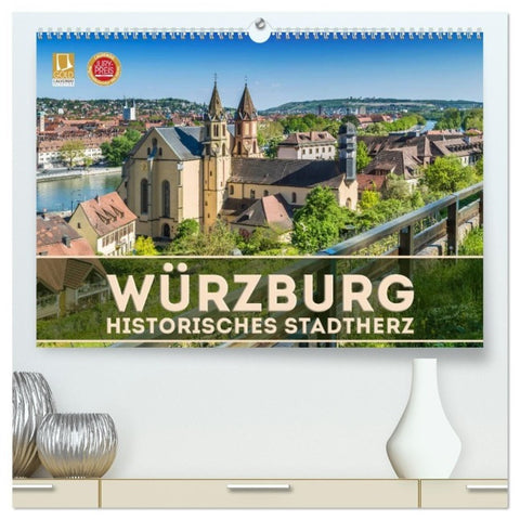 WÜRZBURG Historisches Stadtherz (hochwertiger Premium Wandkalender 2027 DIN A2 quer), Kunstdruck in Hochglanz