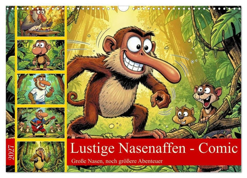 Lustige Nasenaffen - Comic (Wandkalender 2027 DIN A3 quer), CALVENDO Monatskalender